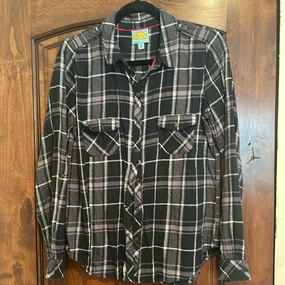 C&C California Soft Plaid Flannel Button Down Grunge Skater Shirt Size M